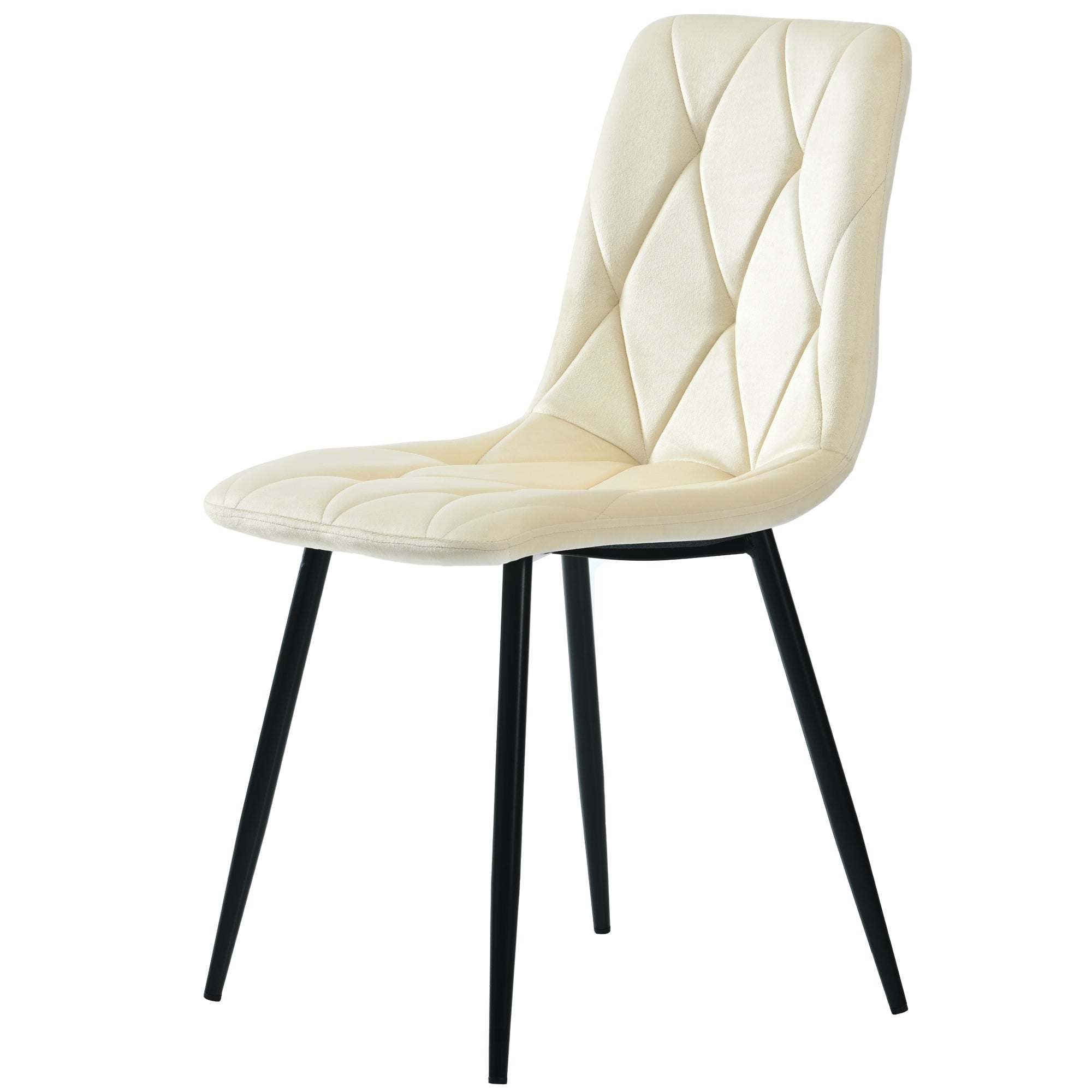Logidon Eetkamerstoelen Beige Fluweel Set van 4 met Rugleuning
