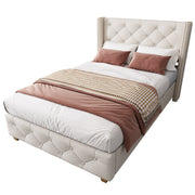 Logidon upholstered bed 90x200 cm beige with button upholstery
