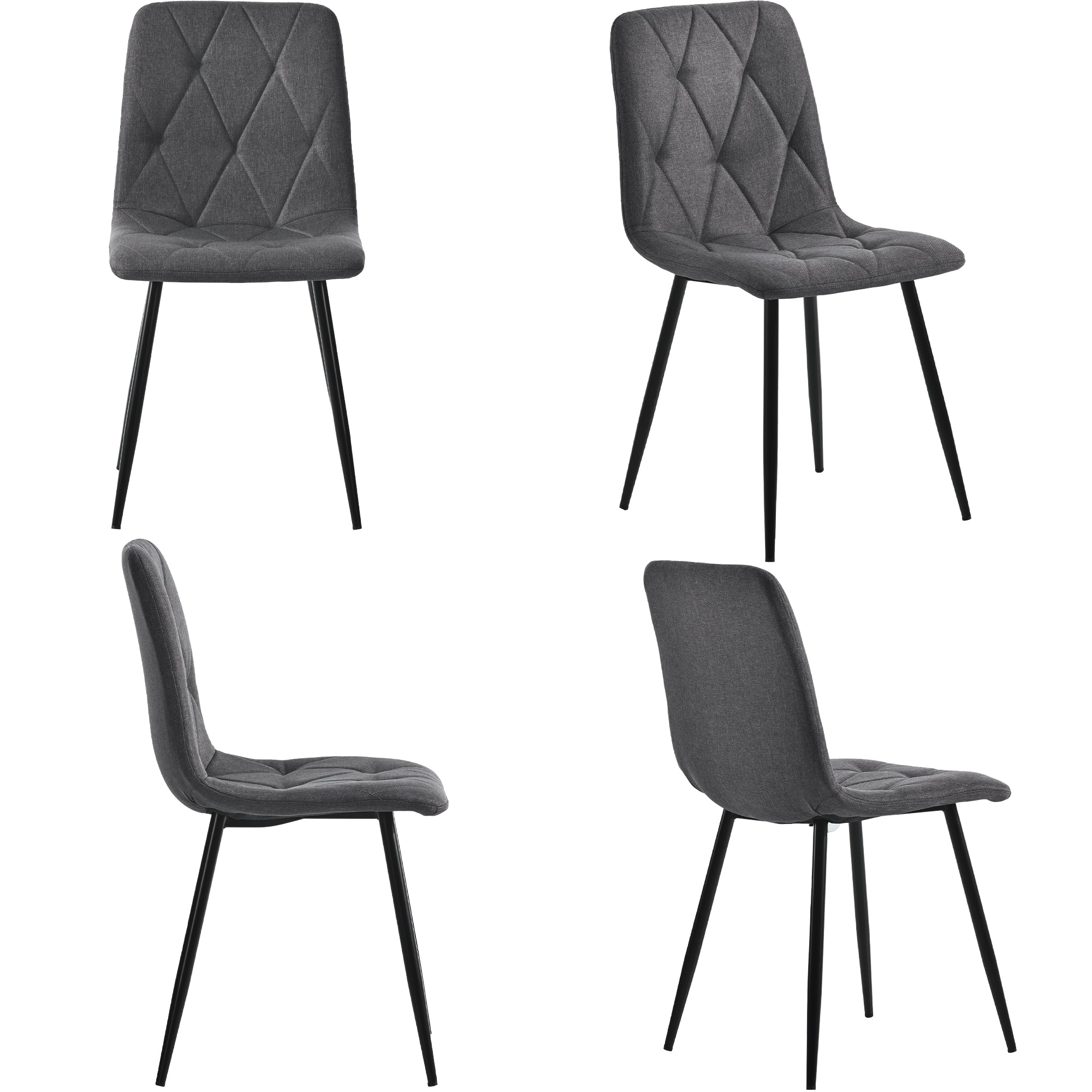 Logidon Eettafelset 117x68 cm Donkergrijze stoelen 4 met gouden poten