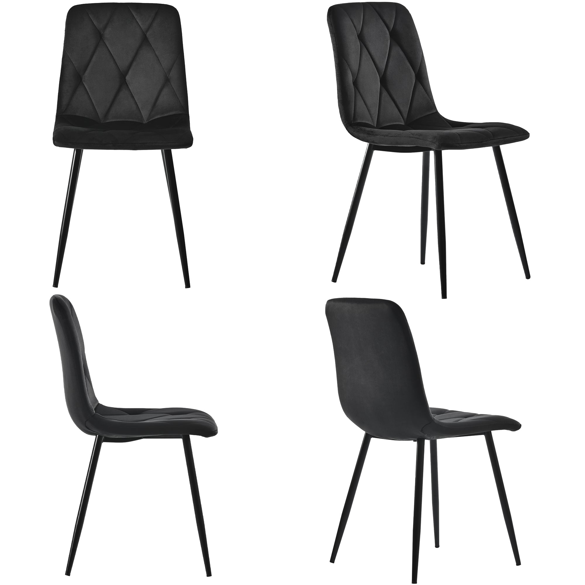 Logidon eetgroep eettafel 117x68 cm set met 4 stoelen zwart