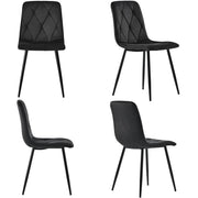 Logidon eetkamerstoelen set van 4 zwart fluwelen stoelen met rugleuning