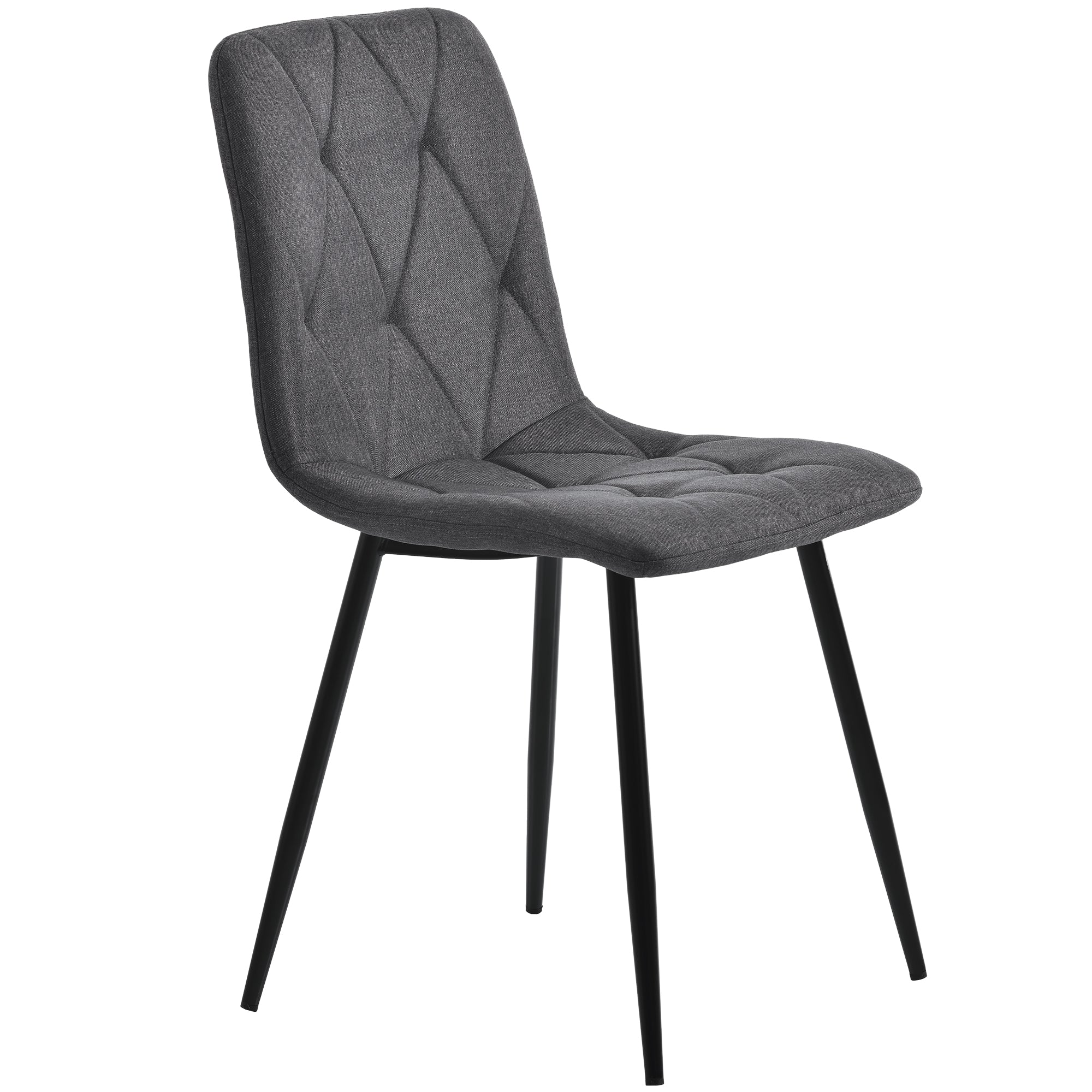 Logidon Dining Room Chairs Set Dark Gray Linen Metal Legs