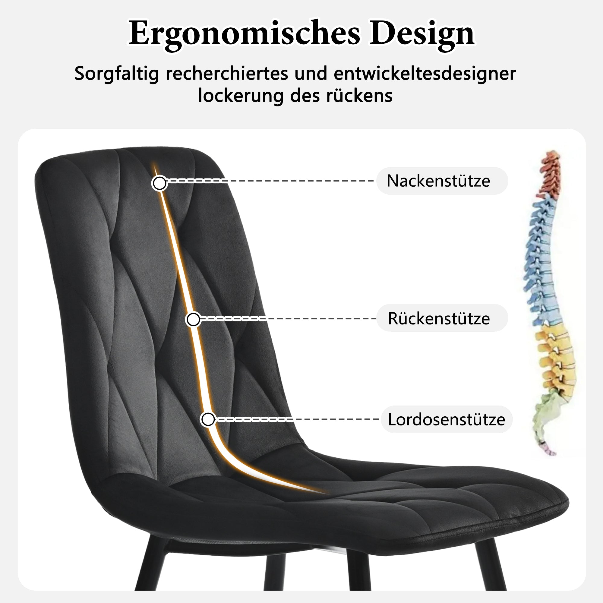 Logidon eetgroep 117x68 cm met 4 zwart fluwelen stoelen en gouden poten