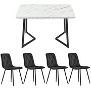 Logidon eetgroep eettafel 117x68 cm set met 4 stoelen zwart