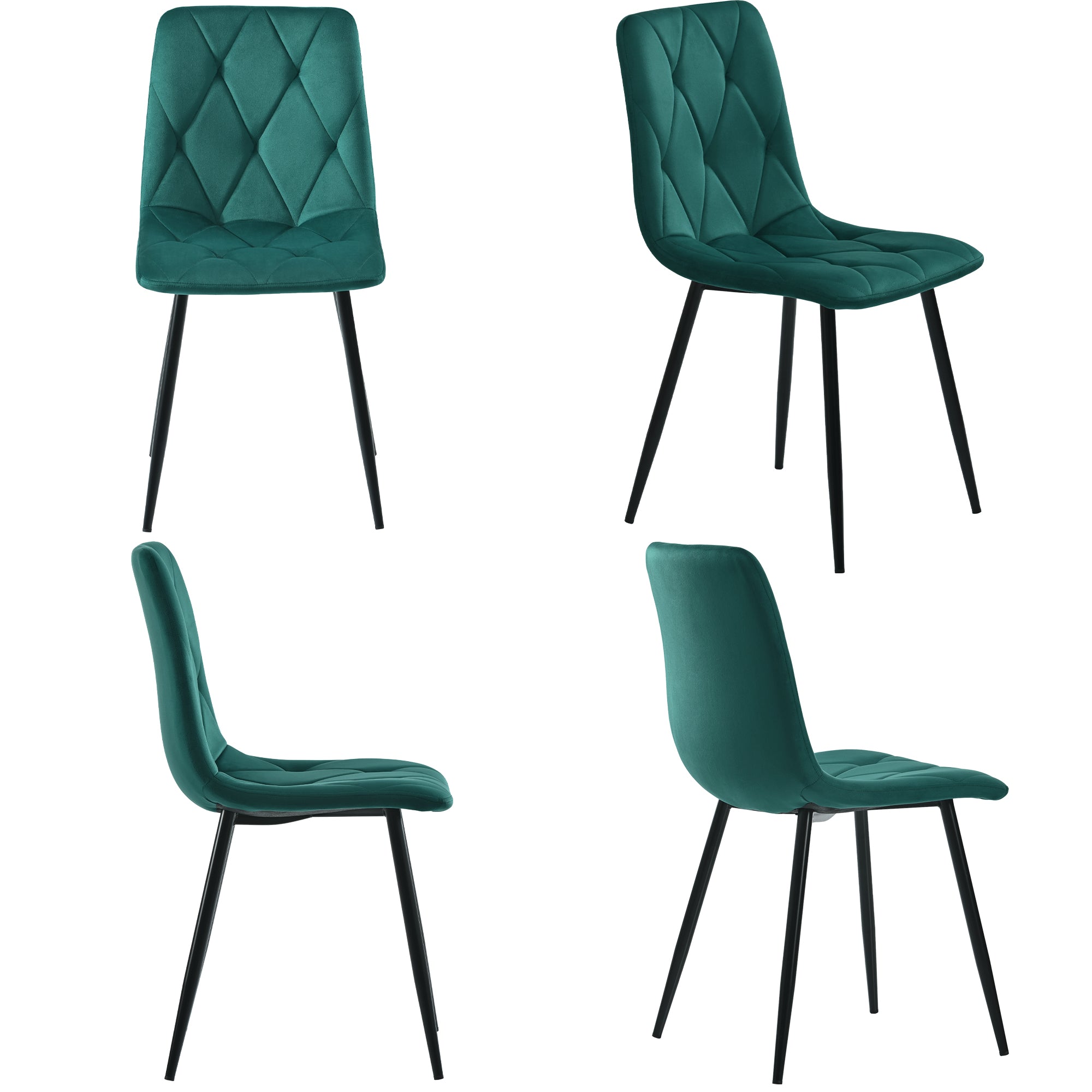 Logidon eettafelset 117x68 cm donkergroen fluwelen twill, 4 stoelen