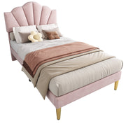 Logidon fluweel gestoffeerd bed 90x200 roze, verstelbaar hoofdeinde