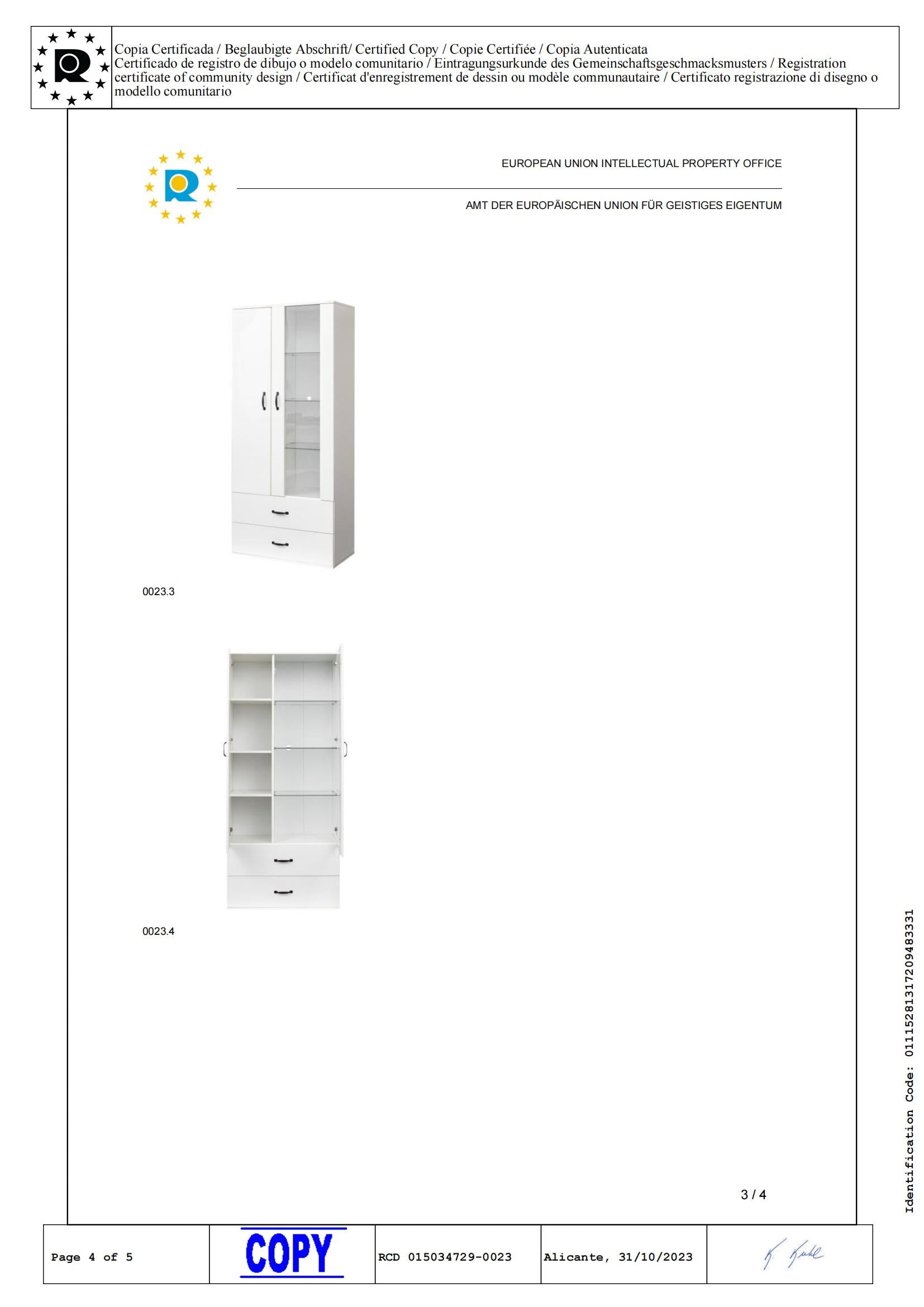 Logidon LED-vitrine wit, 16 kleuren, glazen deuren, 2 deuren, 2 lades
