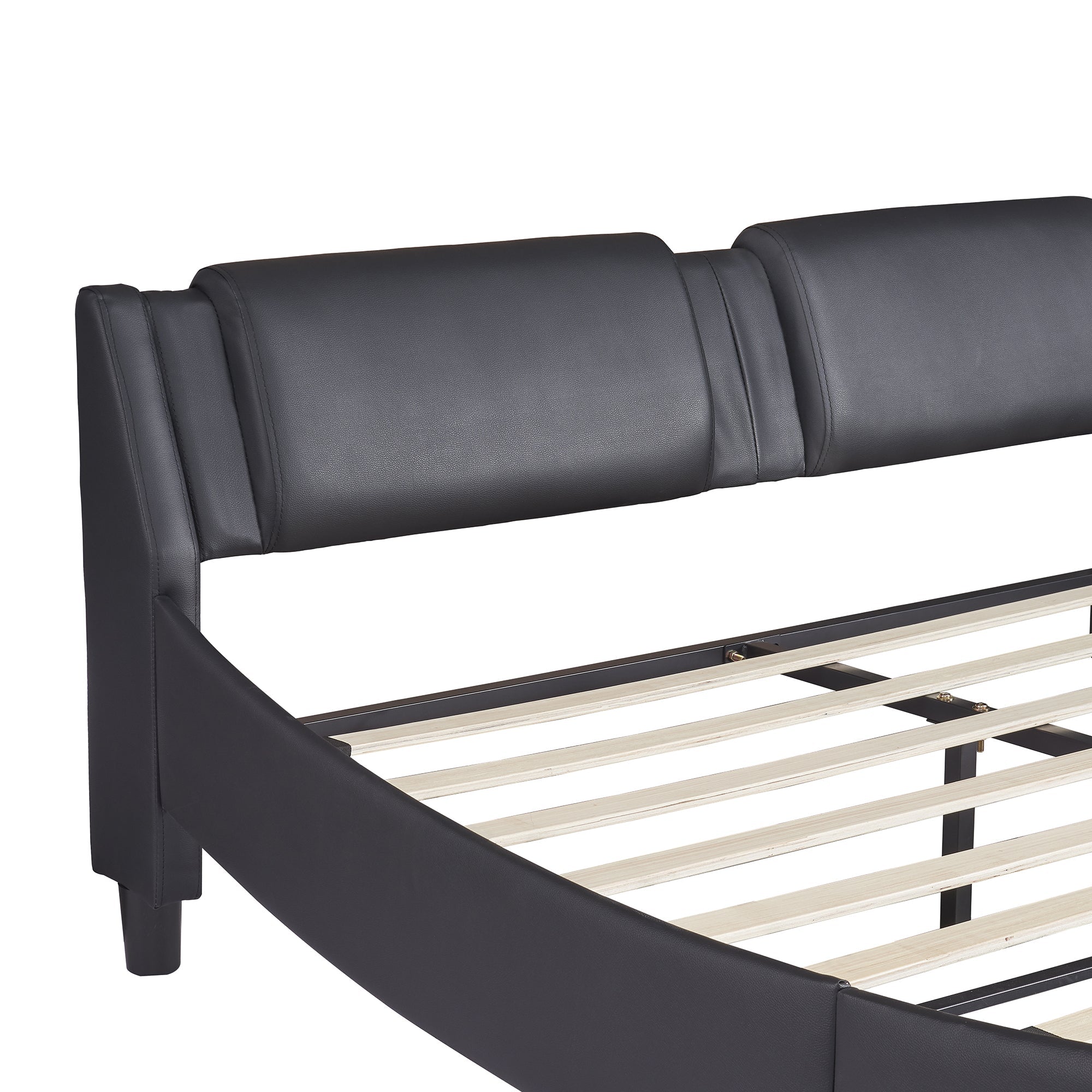 Logidon gestoffeerd bed 140x200cm zwart LED-licht bedframe