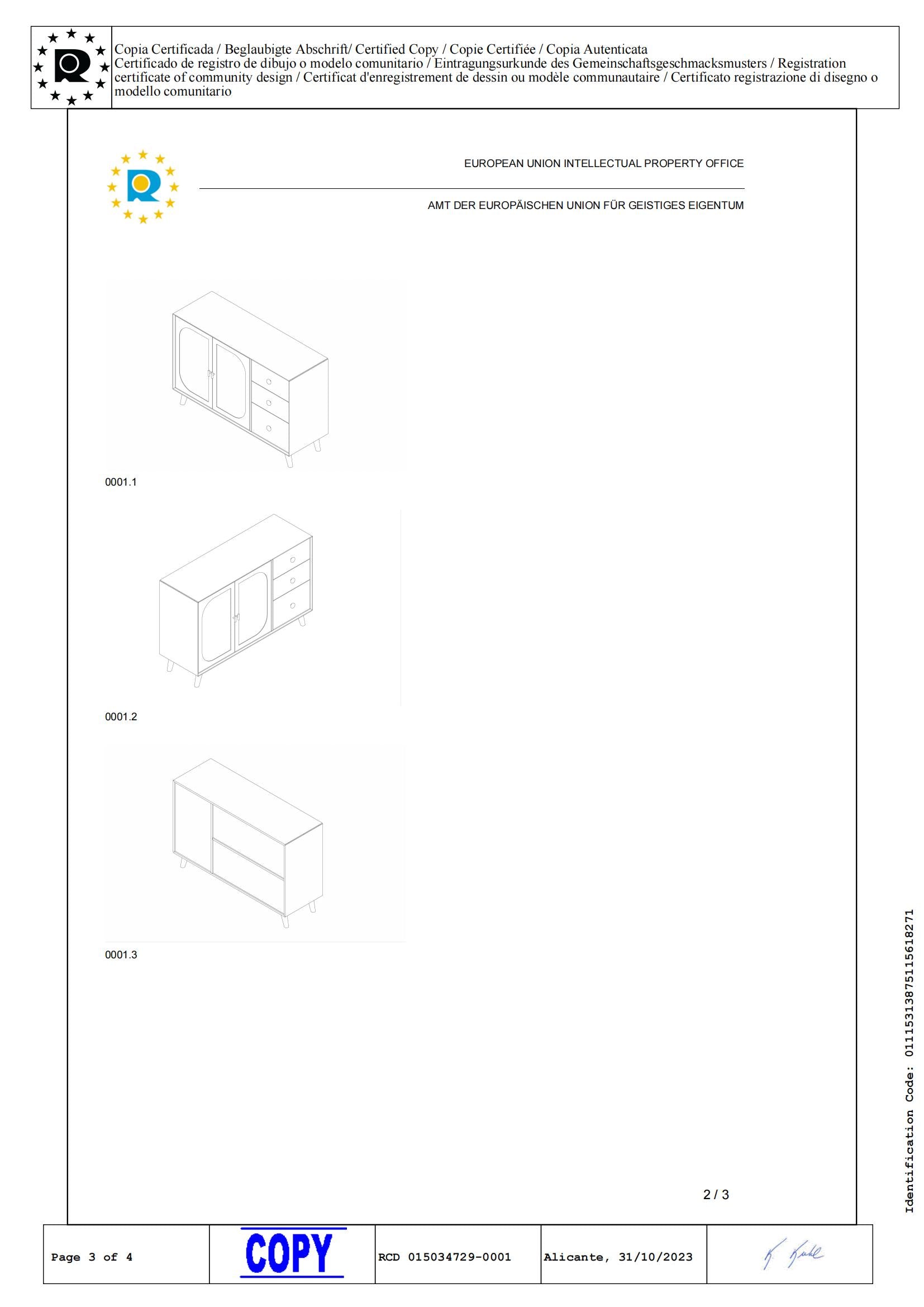 Logidon sideboard 120x40x82.5 cm cream offwhite with 2 doors and 3 drawers