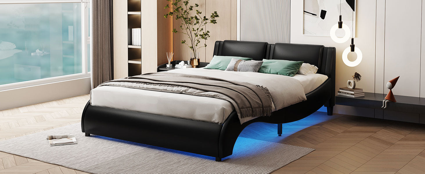 Logidon gestoffeerd bed 140x200cm zwart LED-licht bedframe