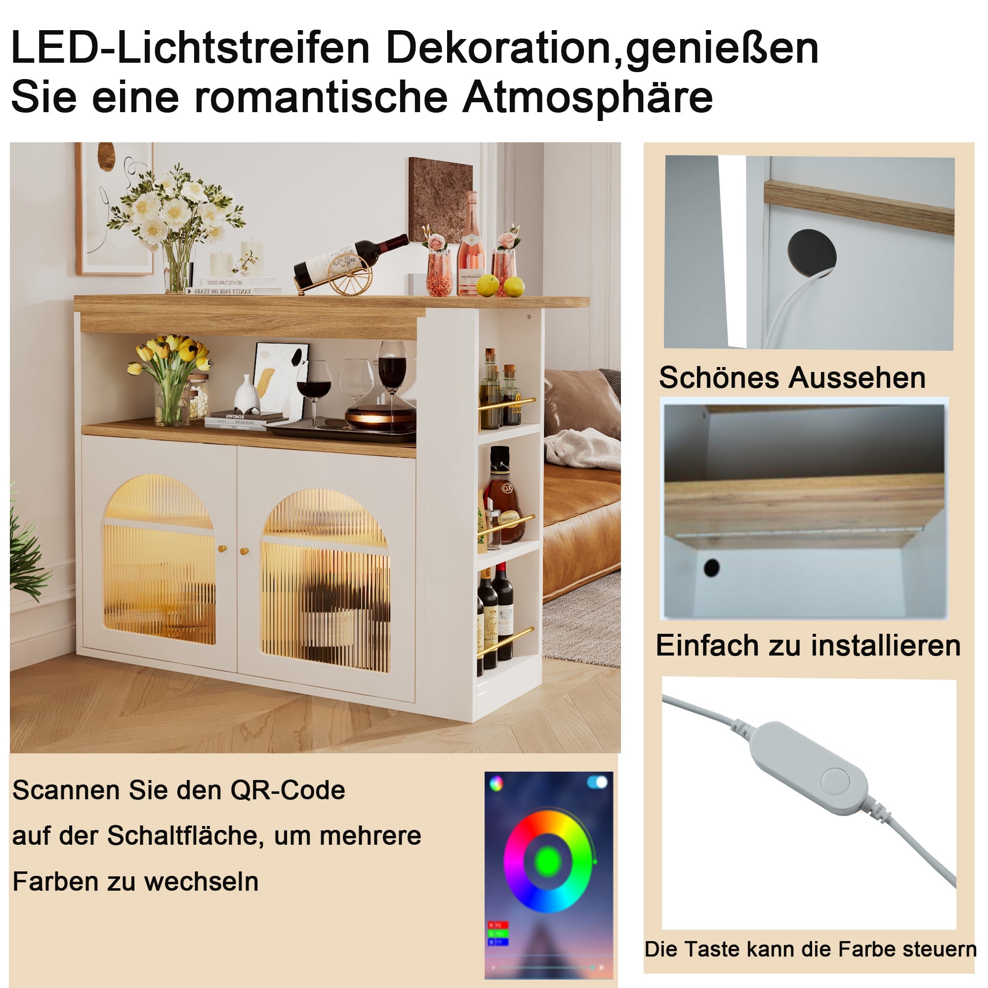 Logidon Uitschuifbare bartafel met opbergruimte 138-193 cm wit