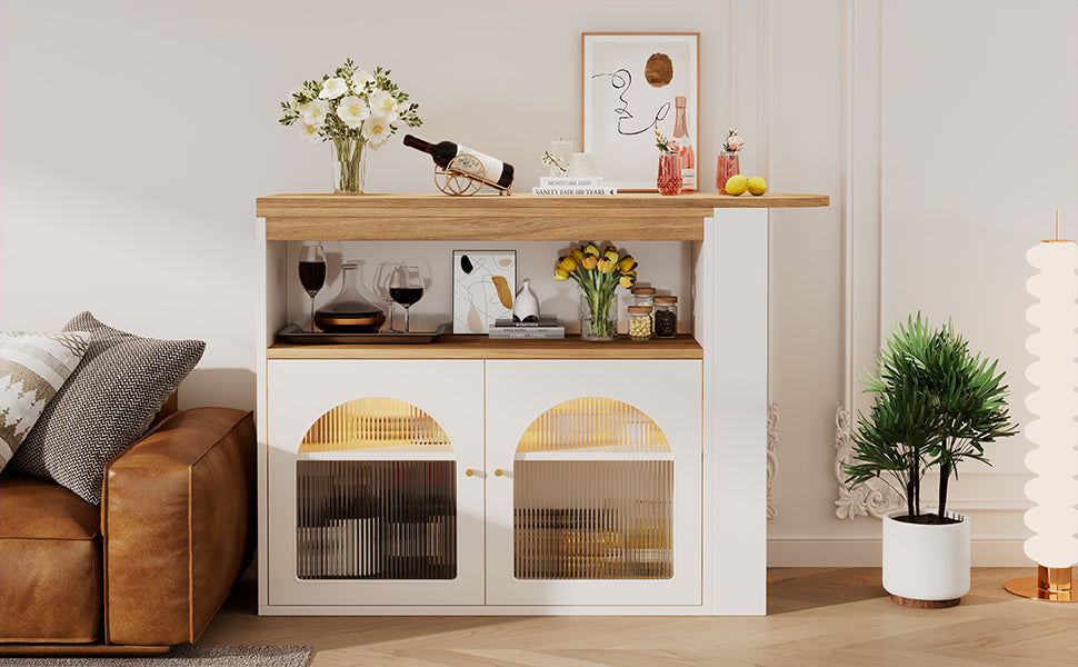 Logidon Uitschuifbare bartafel met opbergruimte 138-193 cm wit