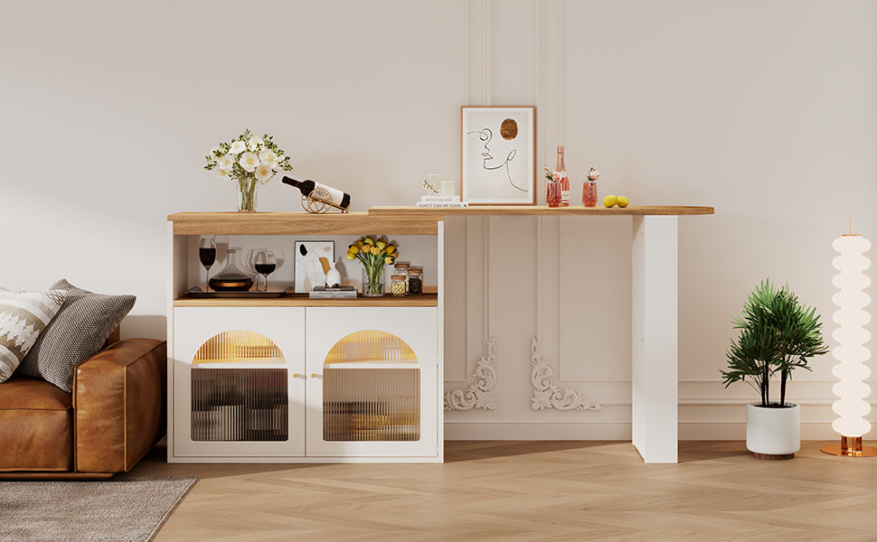Logidon Uitschuifbare bartafel met opbergruimte 138-193 cm wit