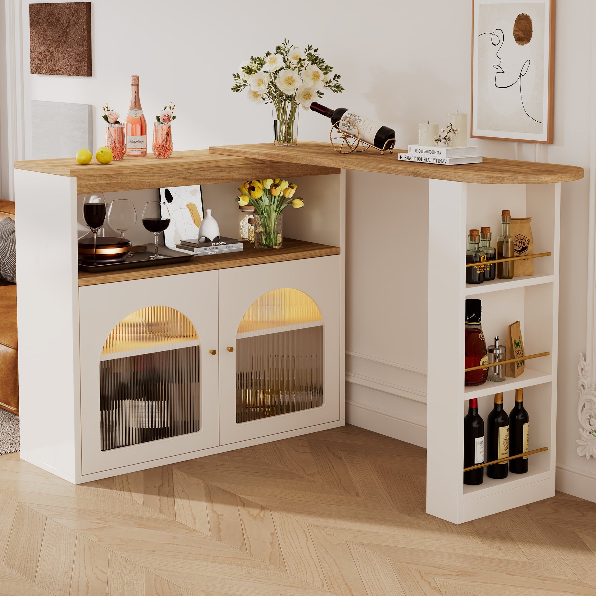 Logidon Uitschuifbare bartafel met opbergruimte 138-193 cm wit