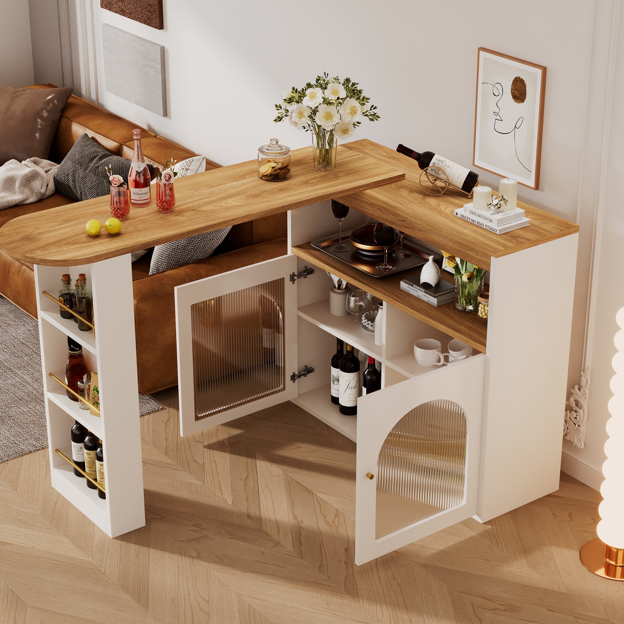 Logidon Uitschuifbare bartafel met opbergruimte 138-193 cm wit