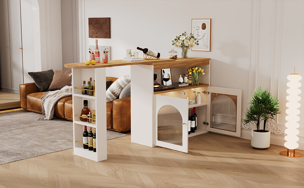 Logidon Uitschuifbare bartafel met opbergruimte 138-193 cm wit