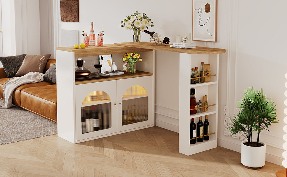 Logidon Uitschuifbare bartafel met opbergruimte 138-193 cm wit