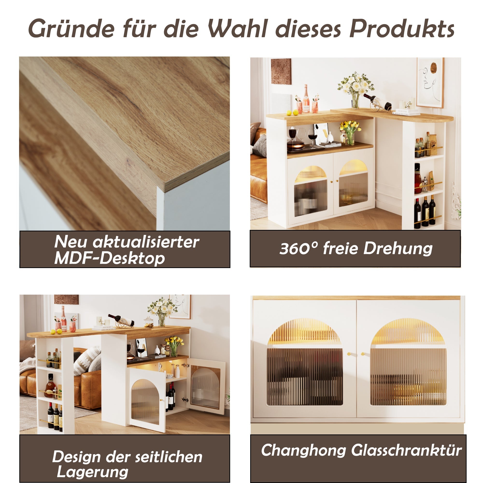 Logidon Uitschuifbare bartafel met opbergruimte 138-193 cm wit