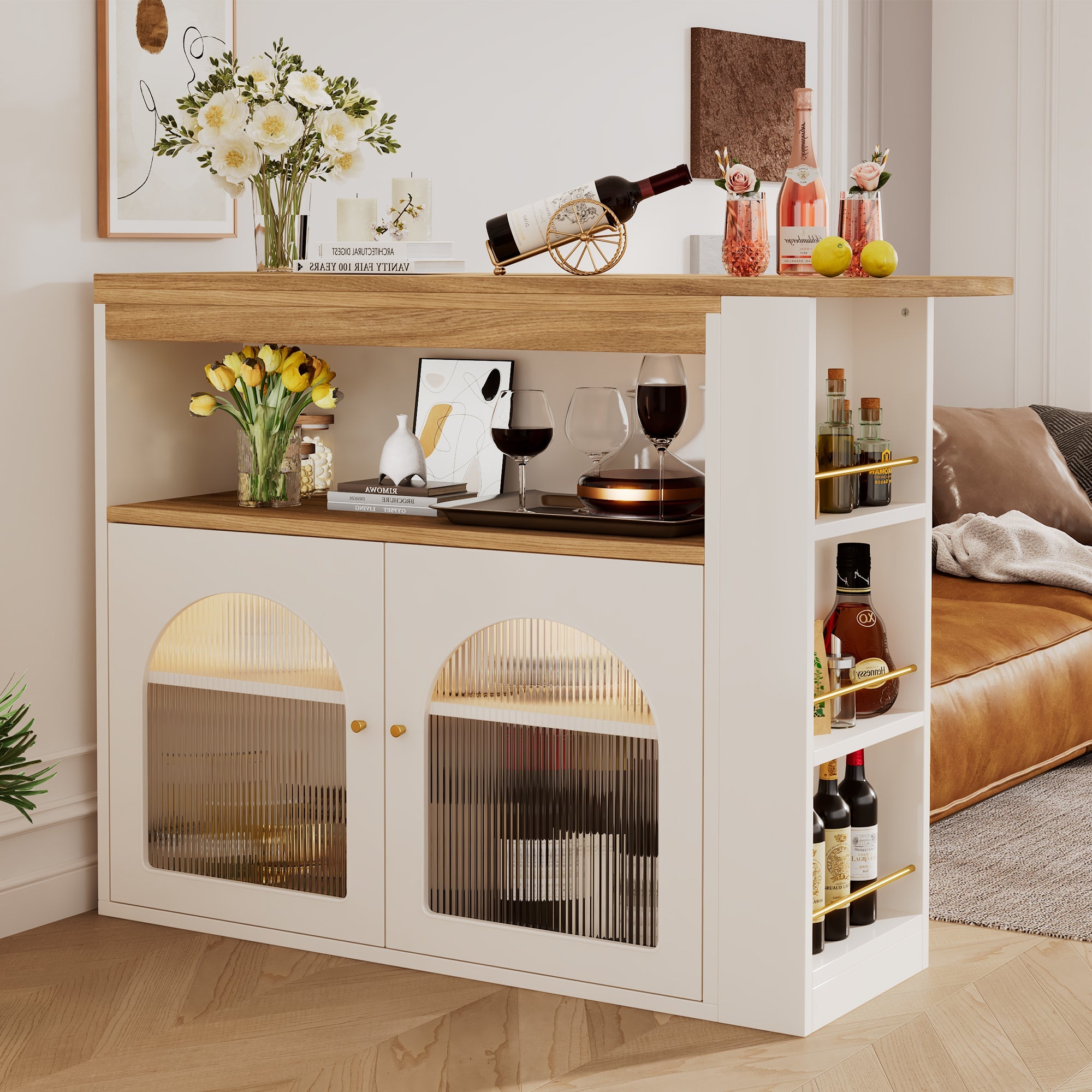 Logidon Uitschuifbare bartafel met opbergruimte 138-193 cm wit