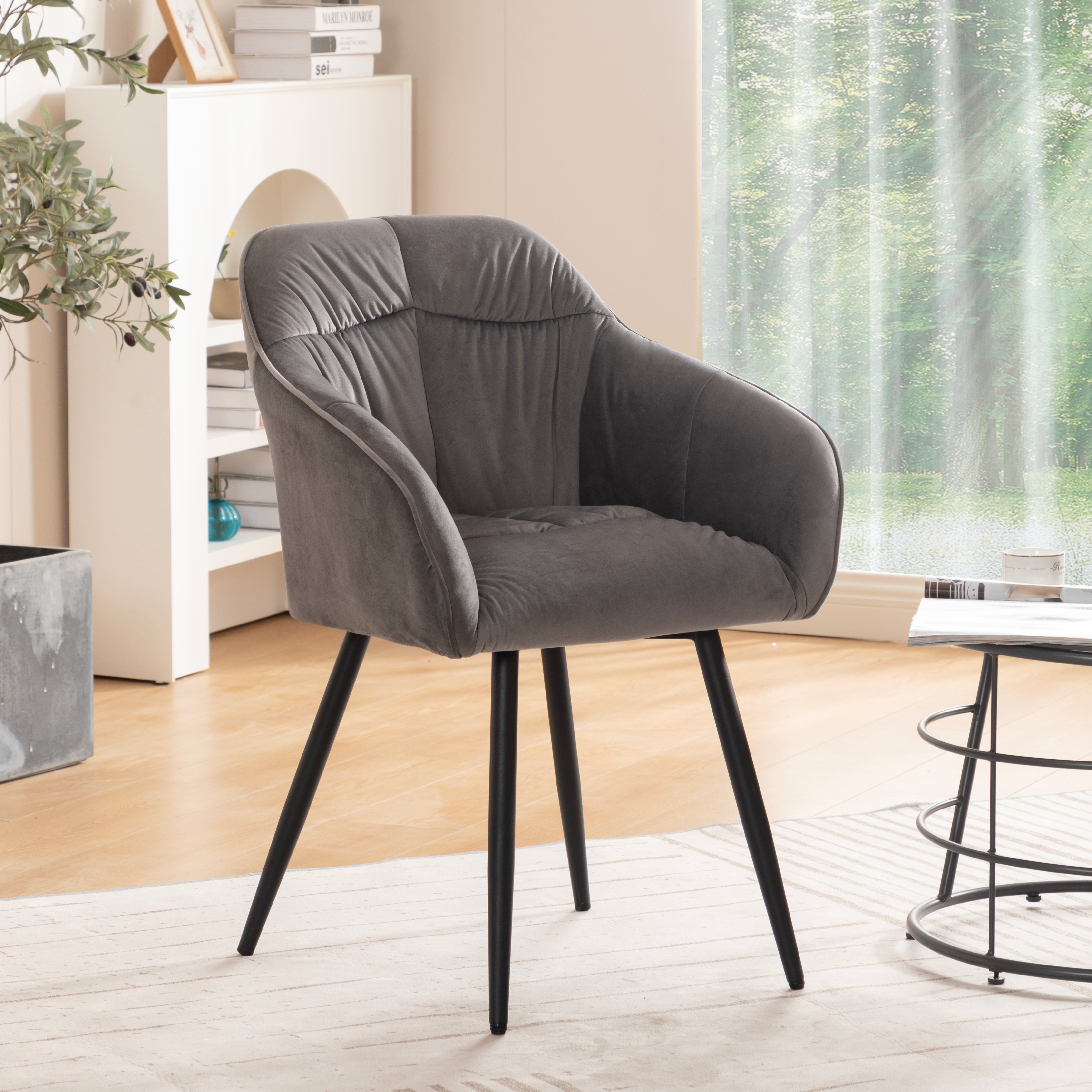 Logidon eettafelset 5-delig 138,5 x 80 cm met grijs fluwelen stoelen