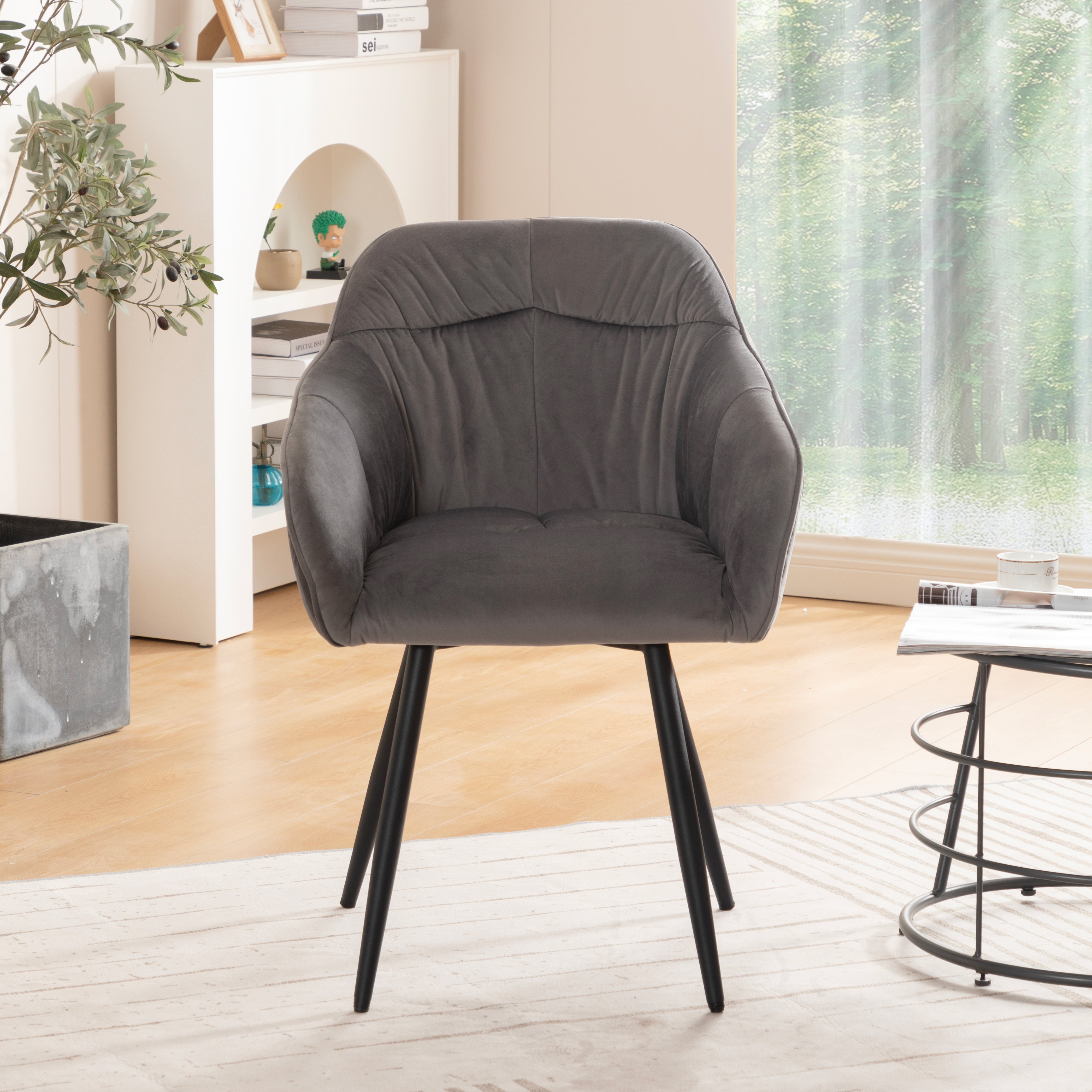 Logidon eettafelset 5-delig 138 x 80 cm met grijs fluwelen stoelen