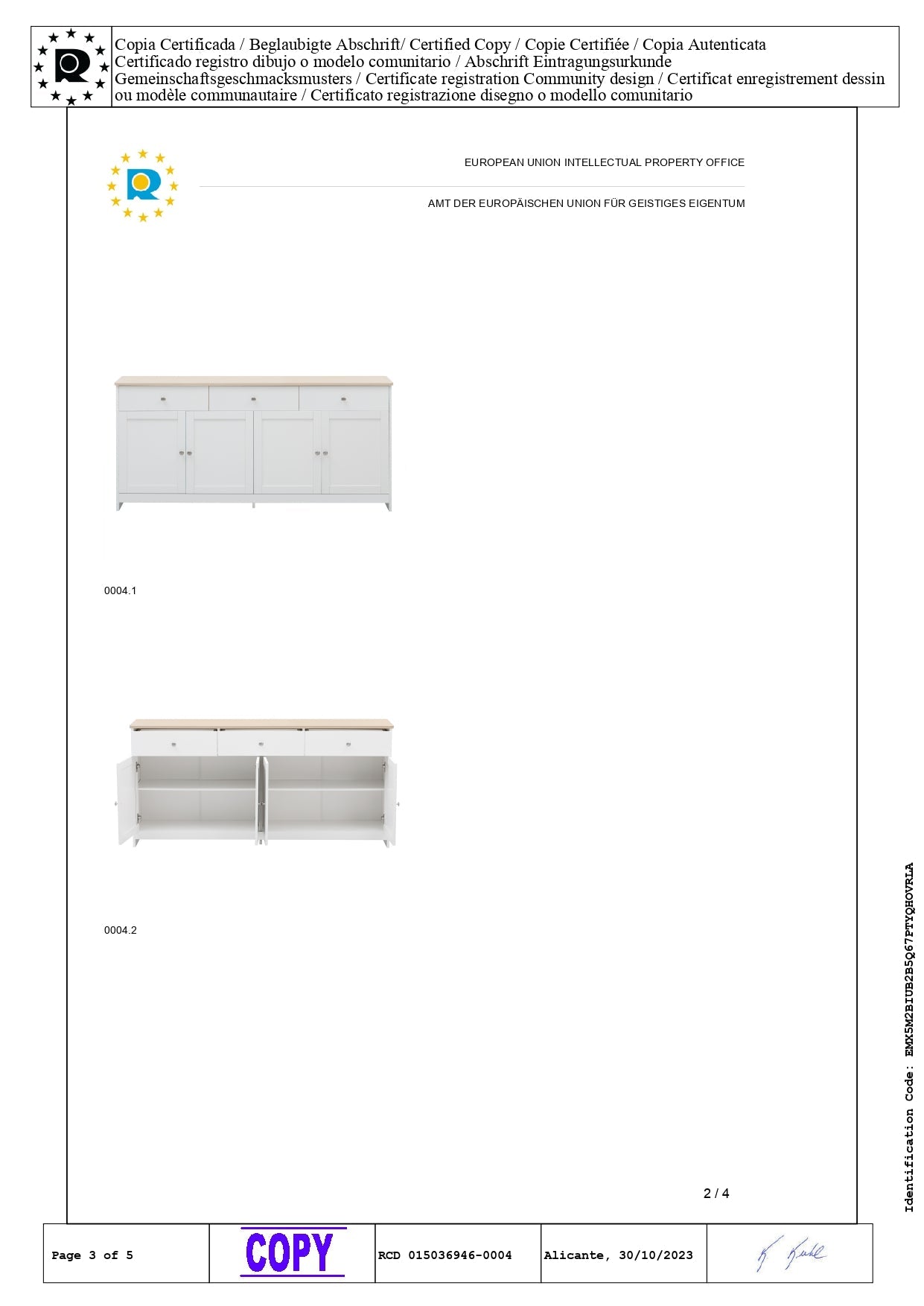 Logidon Sideboard 160 cm White Wood Grain Four Doors Three Drawers