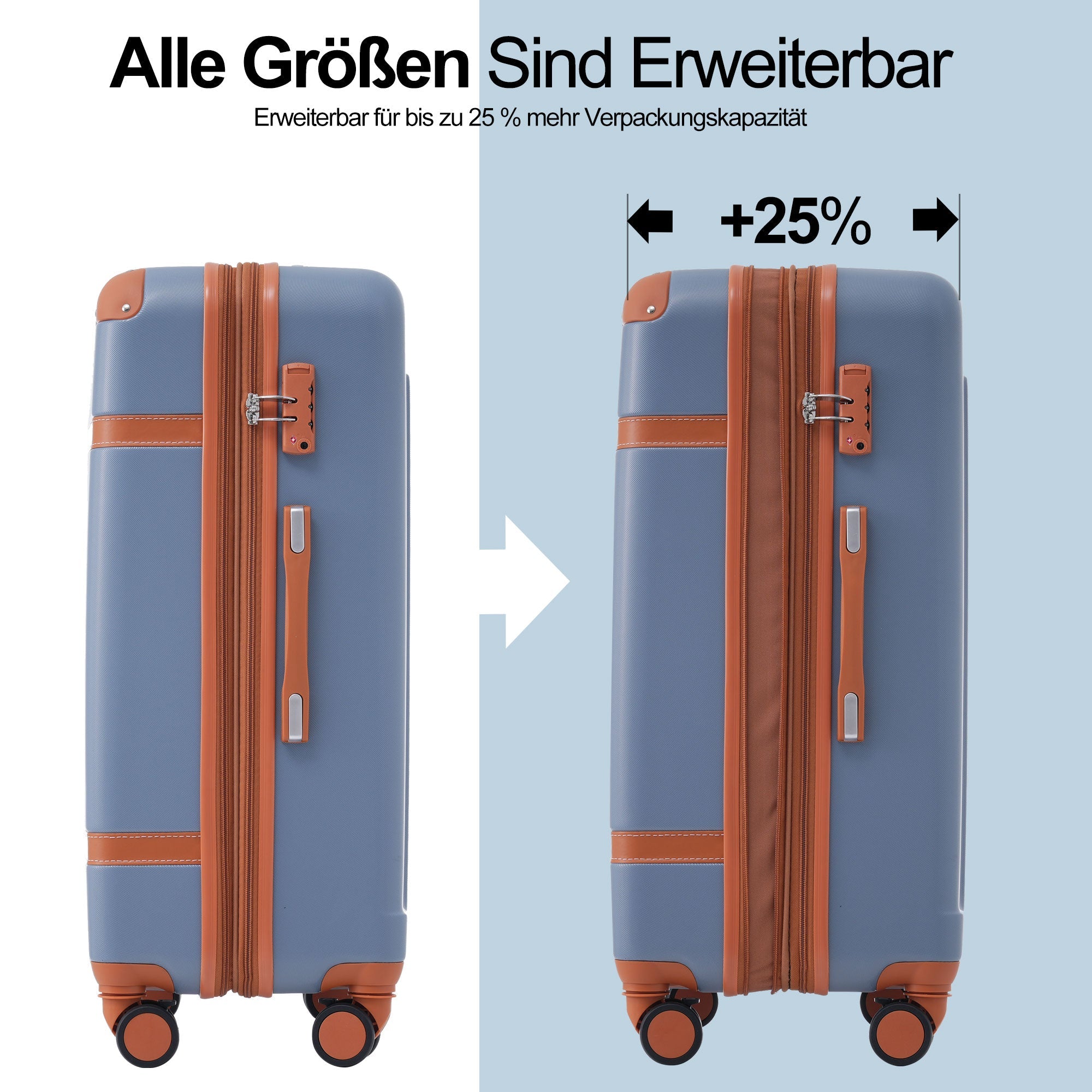 Logidon kofferset harde schaal haze blauw bruin set van 3 TSA