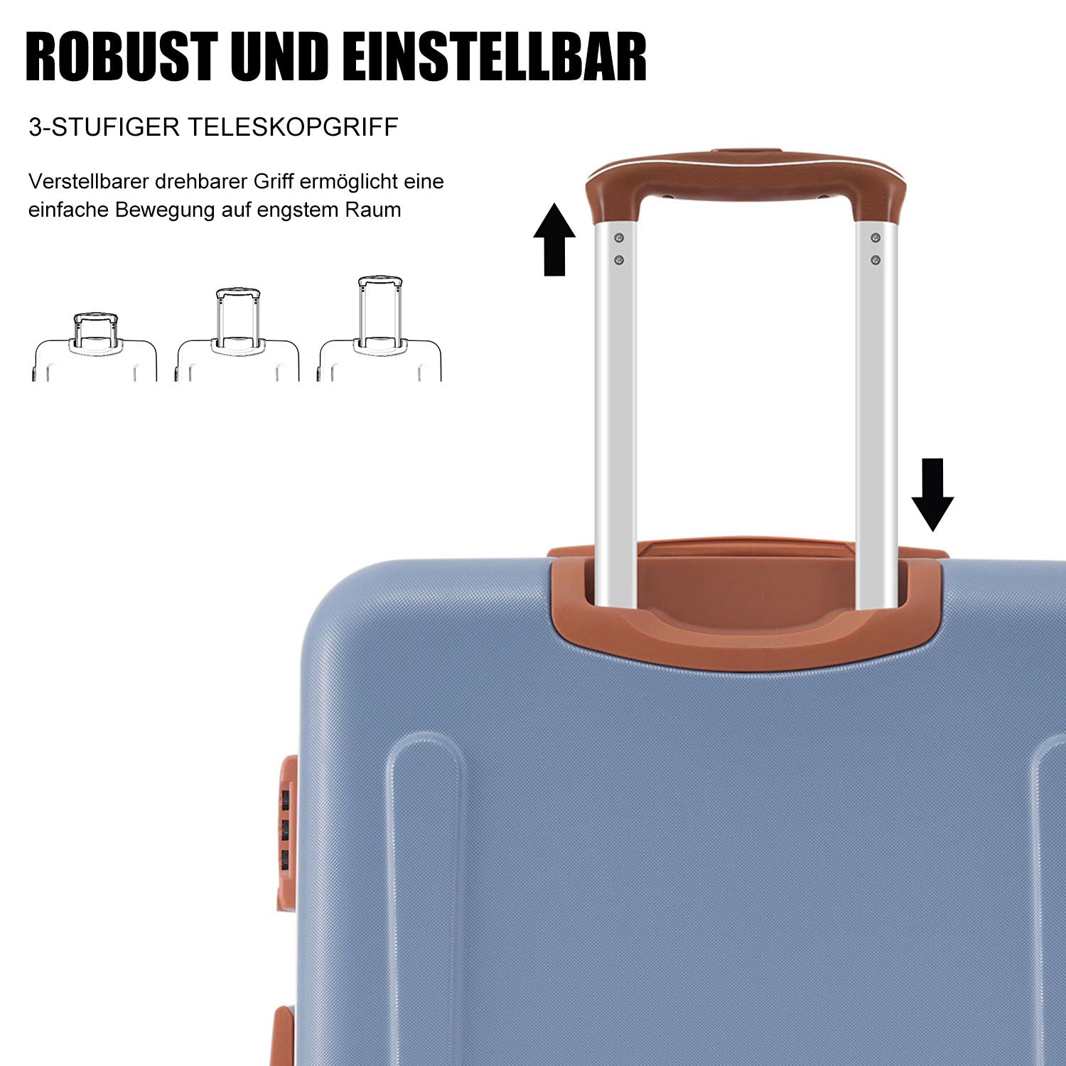 Logidon hardschalige koffer handbagage waas blauw bruin 66x44x26 cm 4 wielen TSA