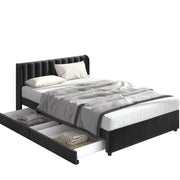 Logidon gestoffeerd bed fluweel 140x200 cm zwart met lattenbodem lades
