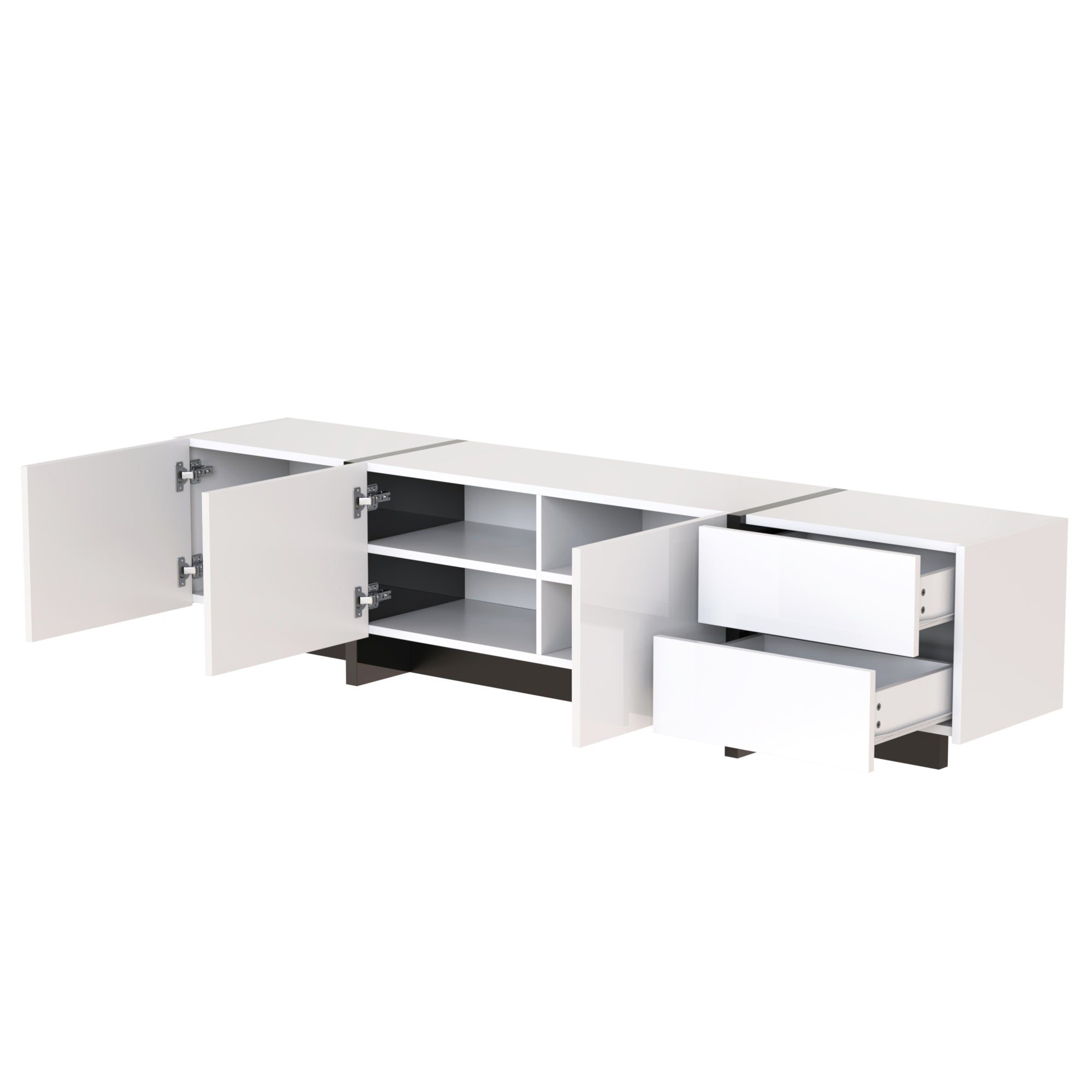 Logidon TV-meubel modern lowboard hoogglans wit zwarte accenten