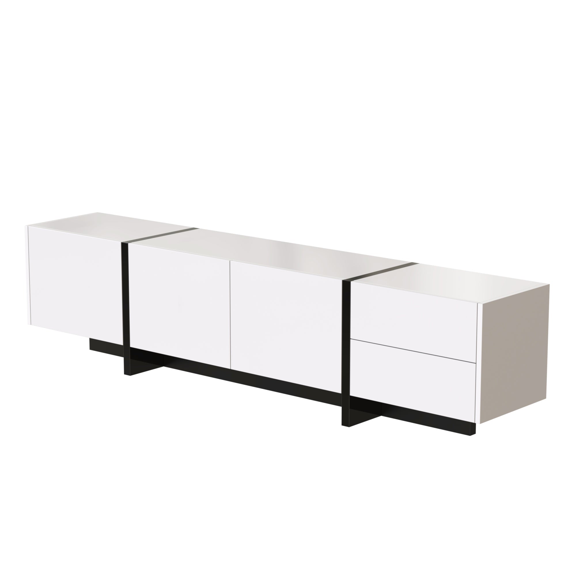 Logidon TV-meubel modern lowboard hoogglans wit zwarte accenten