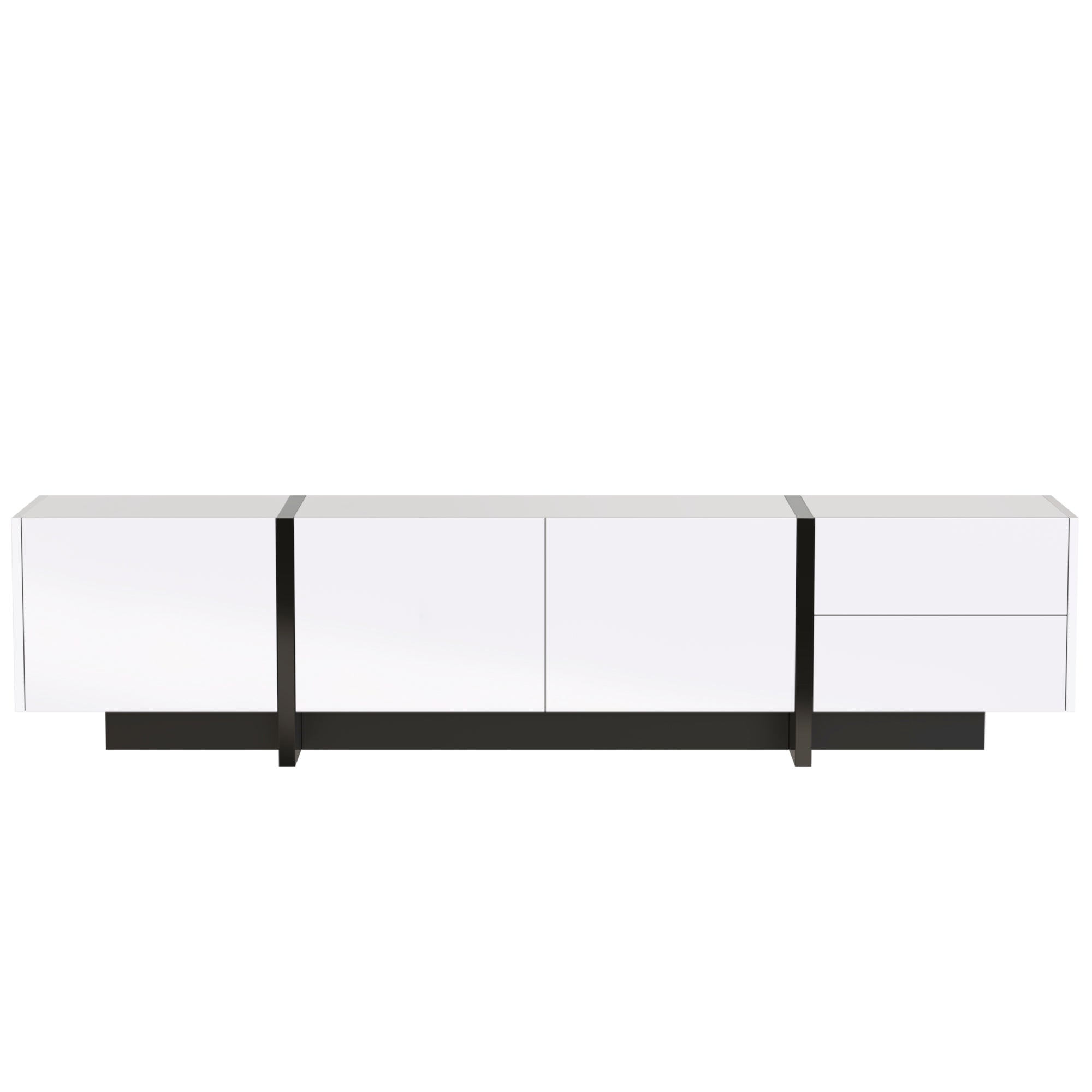 Logidon TV-meubel modern lowboard hoogglans wit zwarte accenten