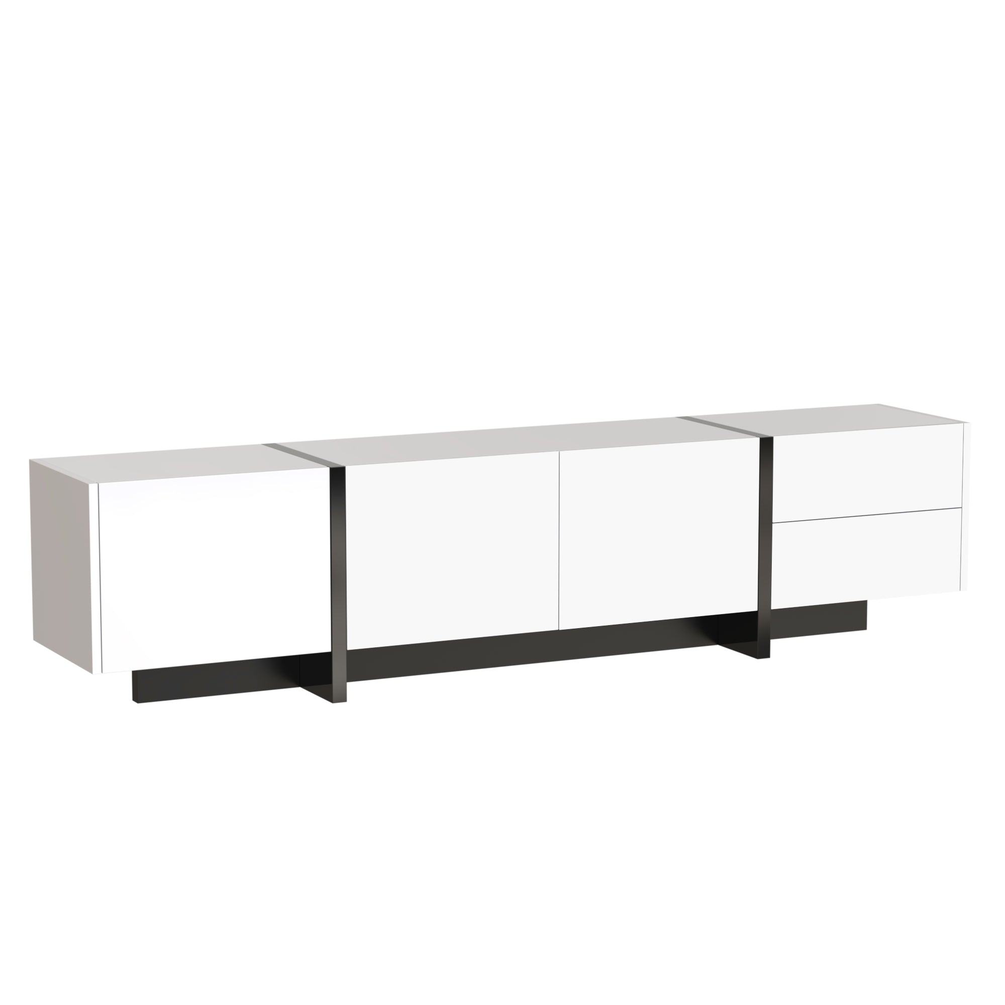 Logidon TV-meubel modern lowboard hoogglans wit zwarte accenten