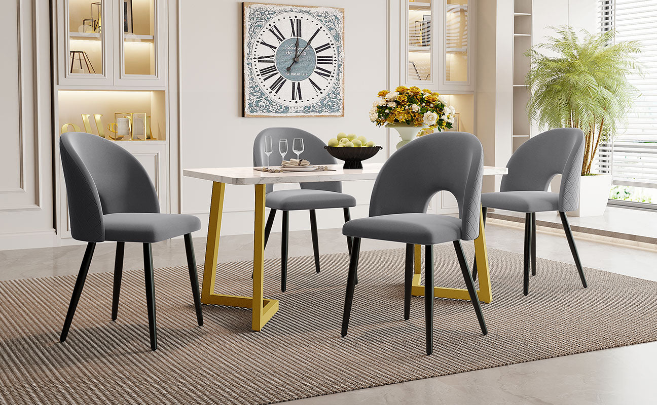 Logidon Eettafelset 117x68 cm Eettafelset met vier stoelen Grijs fluweel