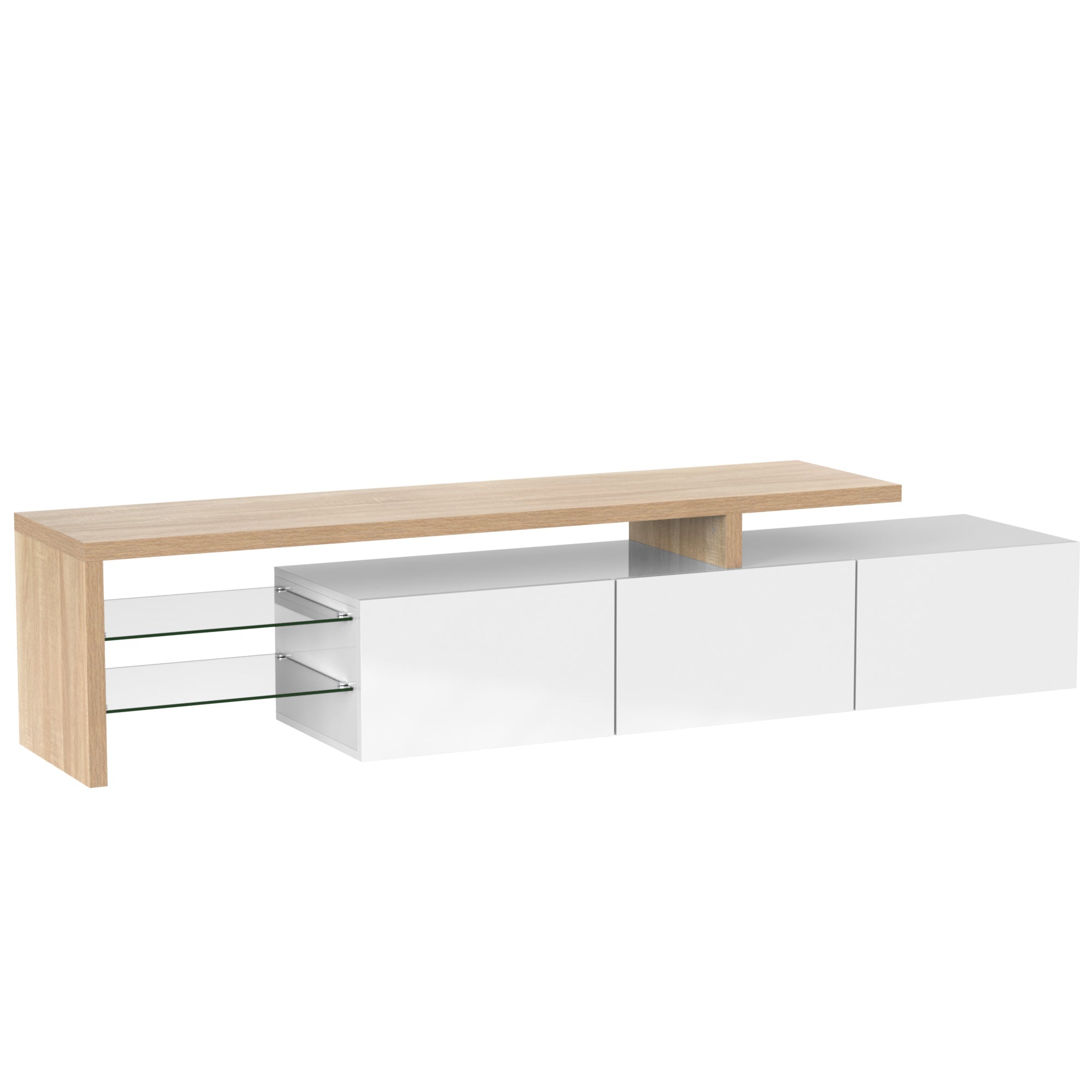 Logidon TV-meubel modern design hoogglans wit houtlook LED