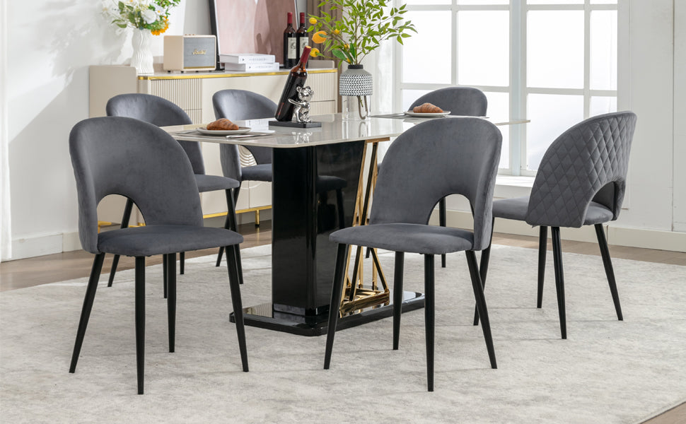 Logidon eettafel stoelenset 6 fluweel grijze design stoelen rugleuning