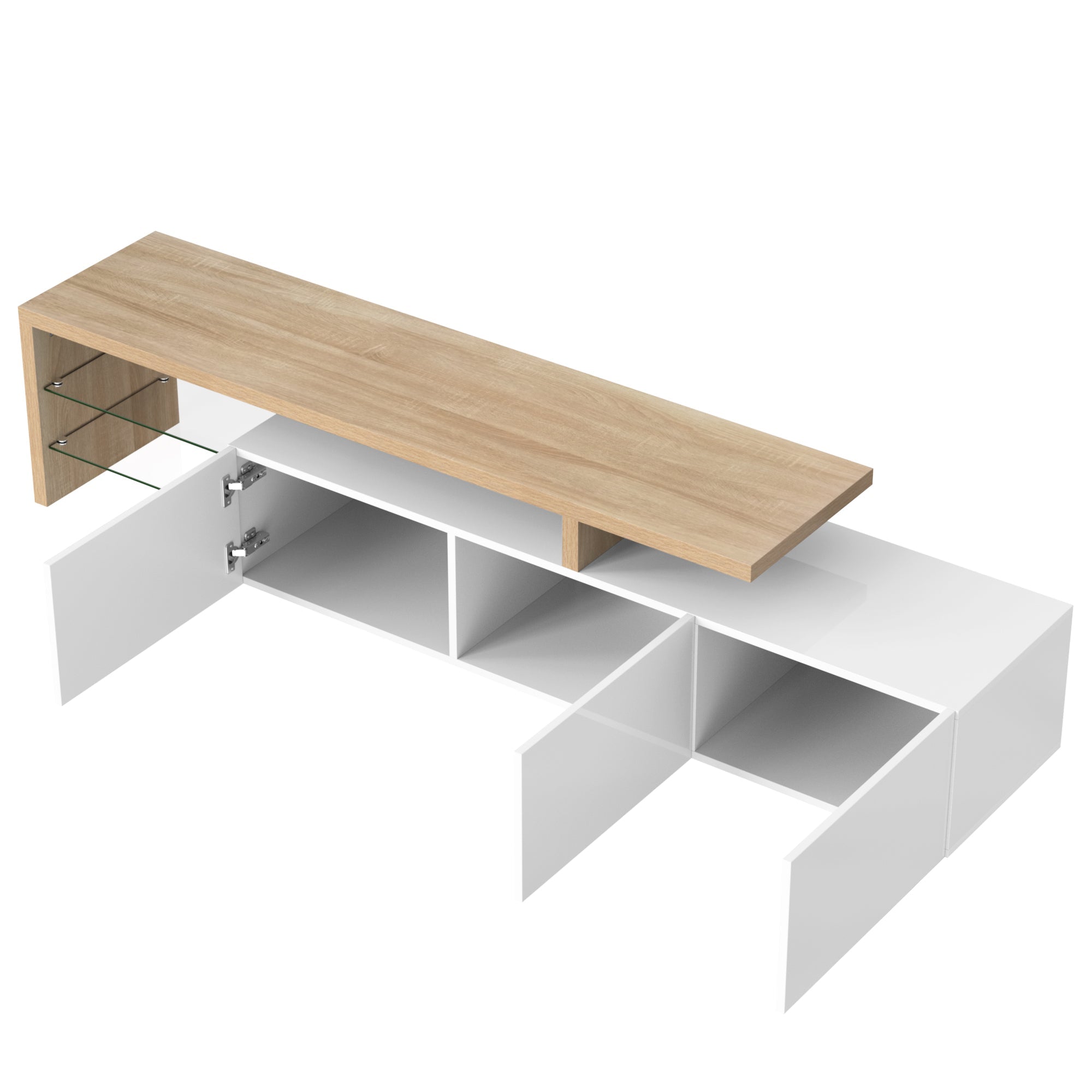 Logidon TV-meubel modern design hoogglans wit houtlook LED