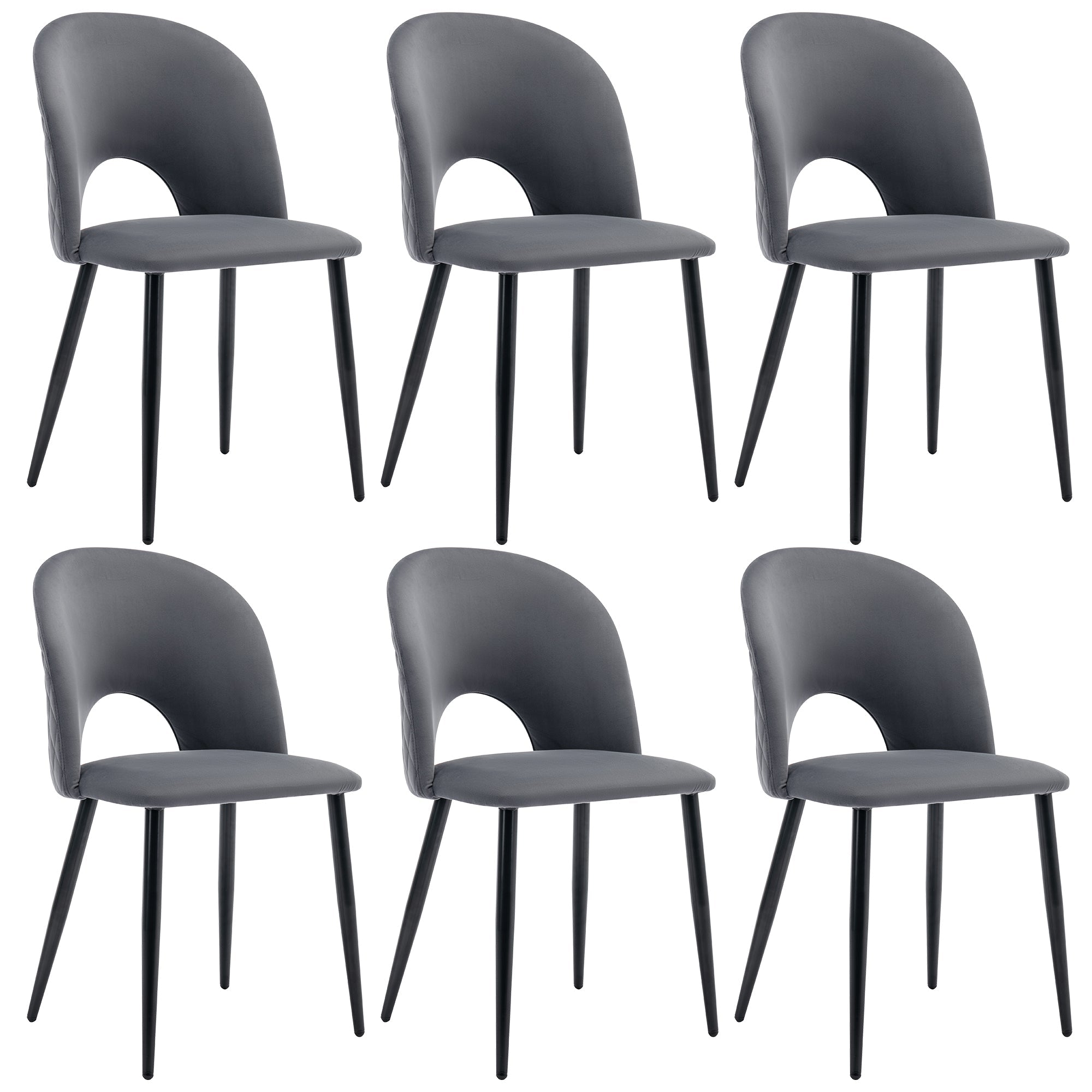 Logidon dining table chair set 6 velvet gray design chairs backrest