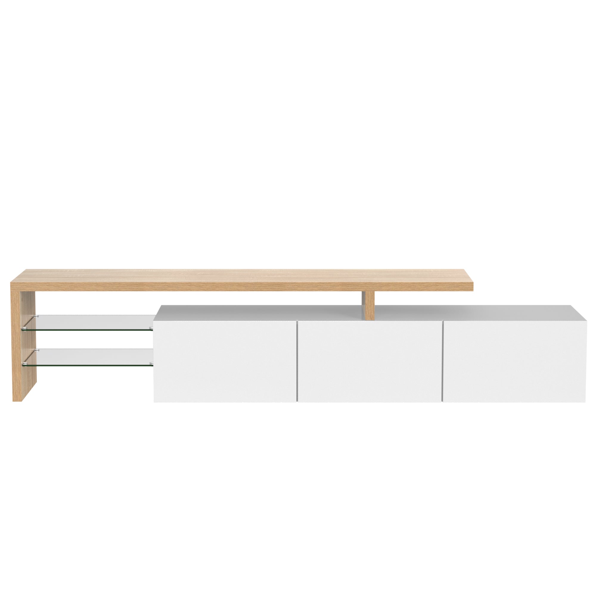 Logidon TV-meubel modern design hoogglans wit houtlook LED