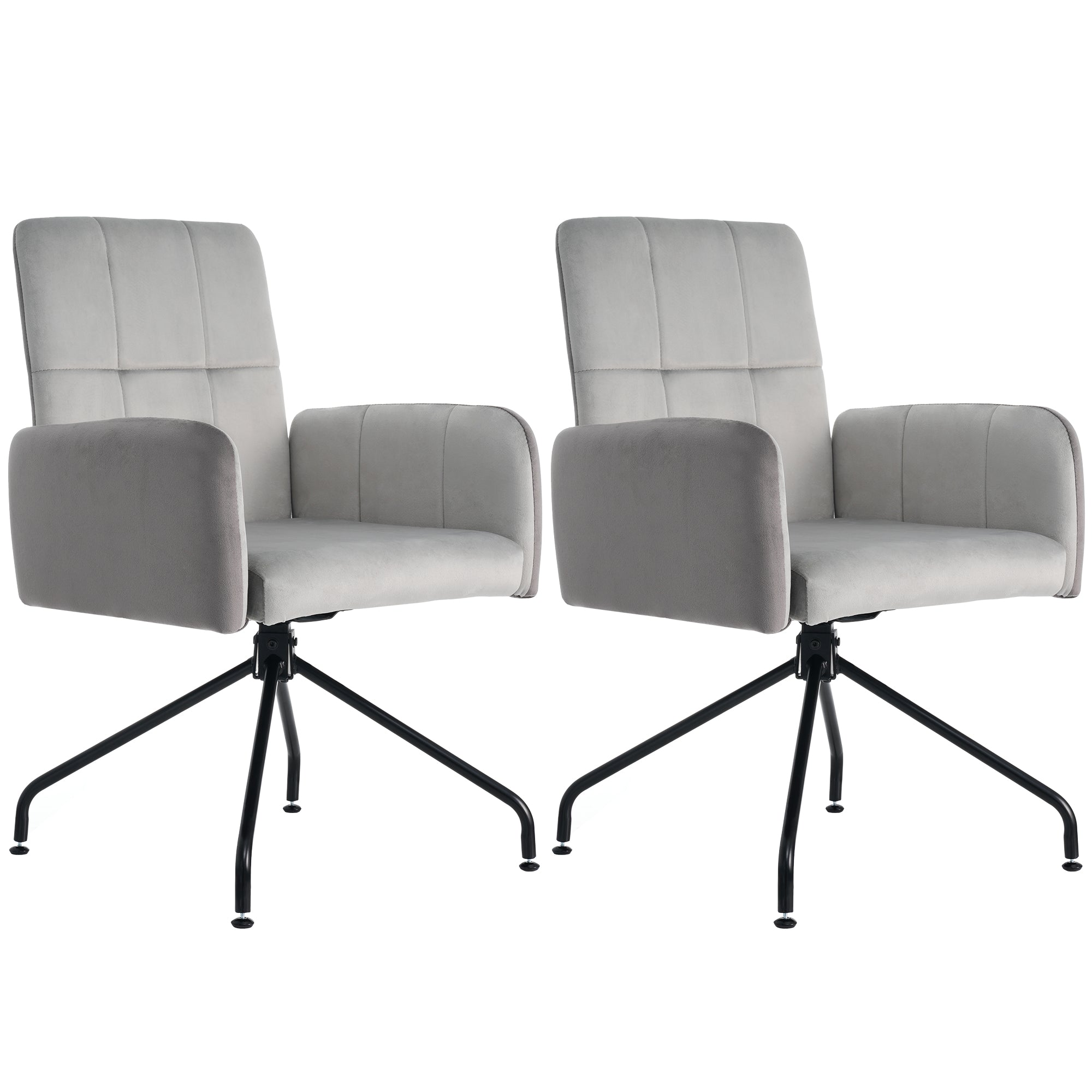 Logidon Dining Room Chairs Made of Velvet Gray Set of 2 Armchairs