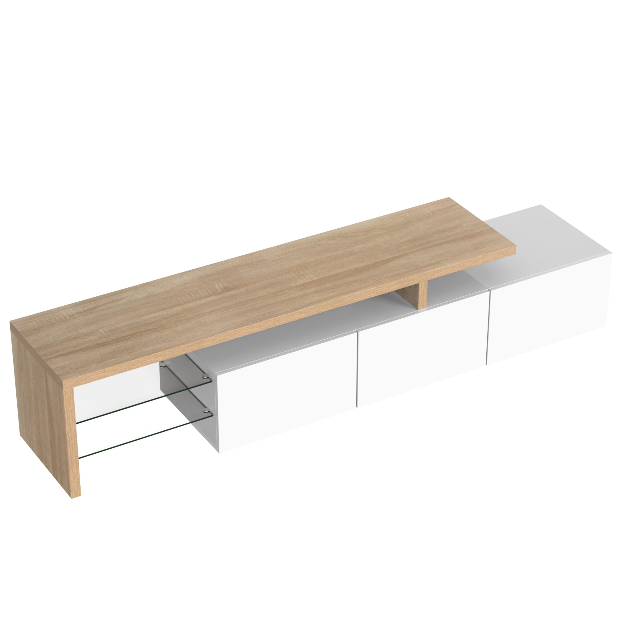 Logidon TV-meubel modern design hoogglans wit houtlook LED