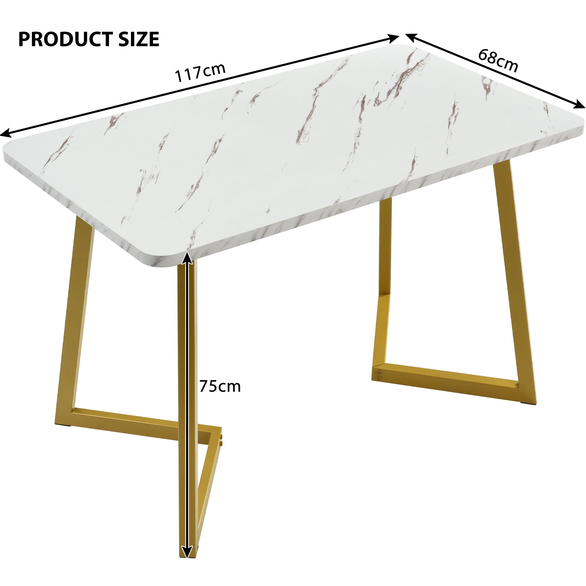 Logidon eetgroep 117x68 cm met 4 zwart fluwelen stoelen en gouden poten