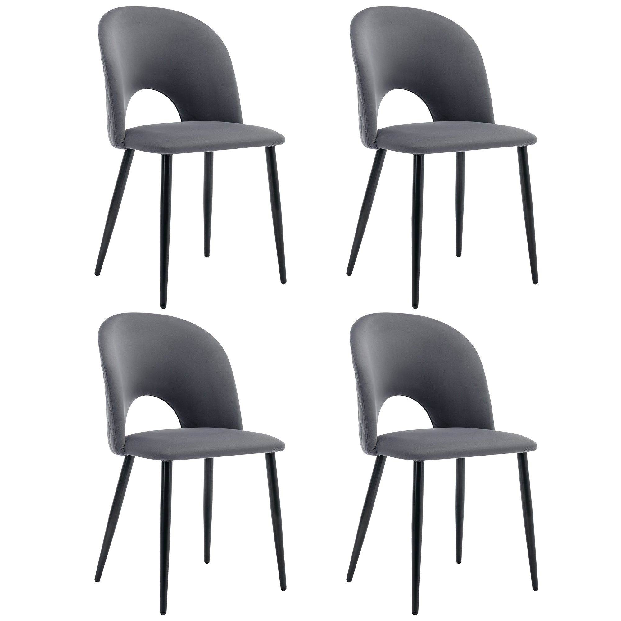 Logidon eetgroep 117x68 cm eettafelset 4 grijs fluwelen stoelen