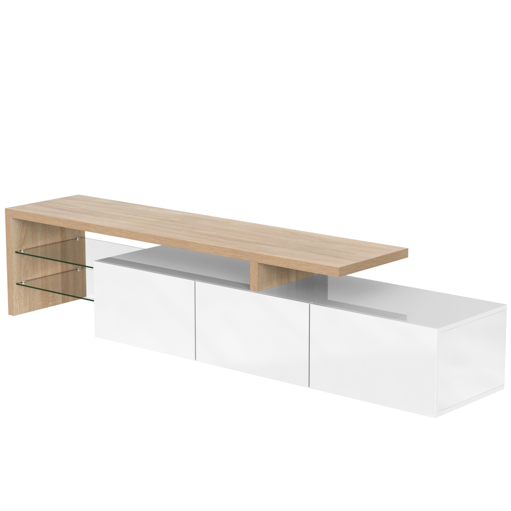 Logidon TV-meubel modern design hoogglans wit houtlook LED