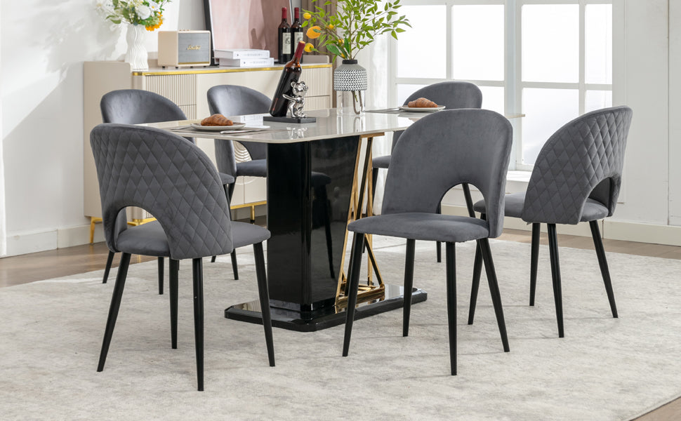 Logidon eettafel stoelenset 6 fluweel grijze design stoelen rugleuning