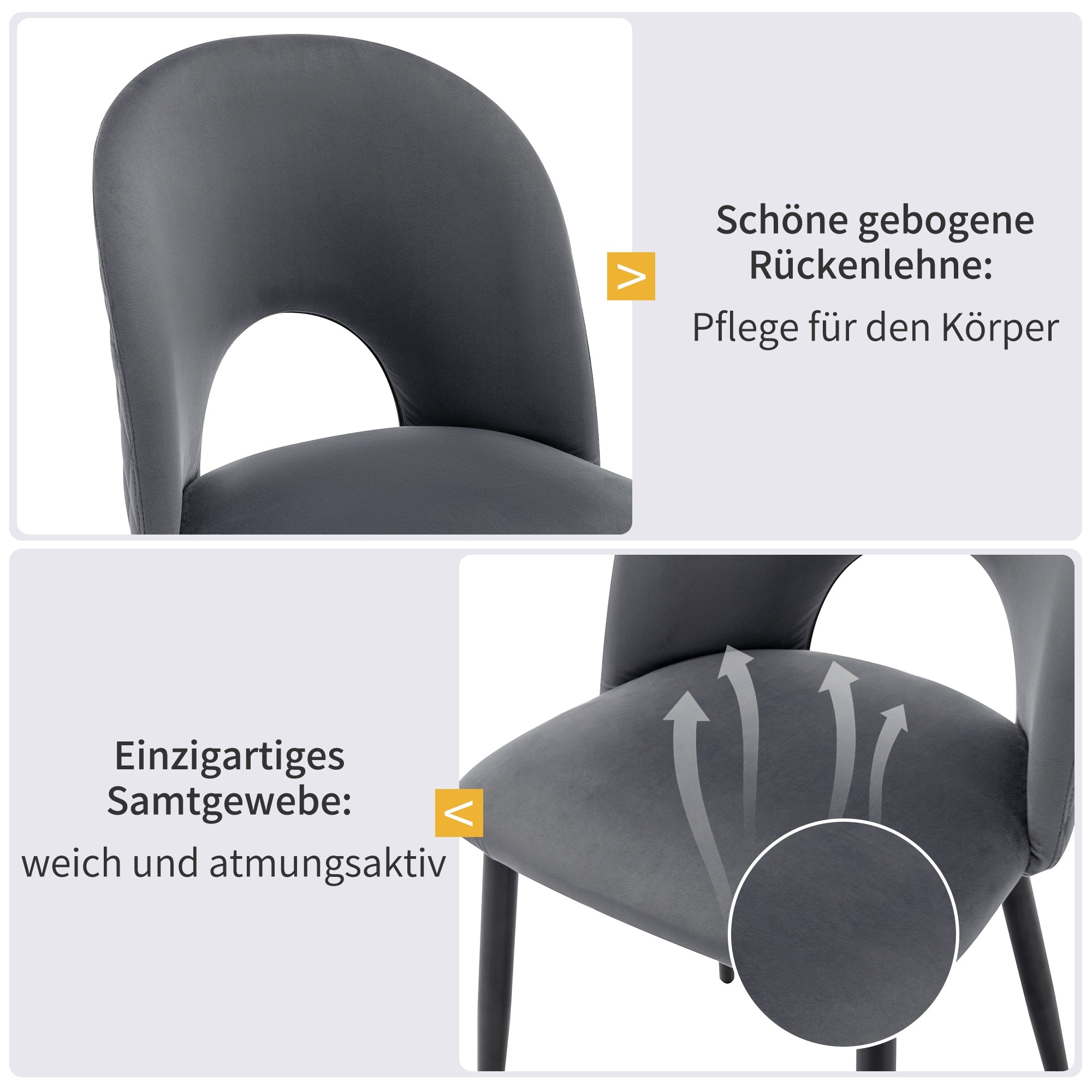 Logidon eettafel stoelenset 6 fluweel grijze design stoelen rugleuning