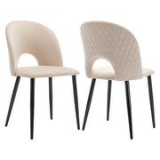 Logidon Dining Chair Set of 2 Beige Velvet with Padded Backrest