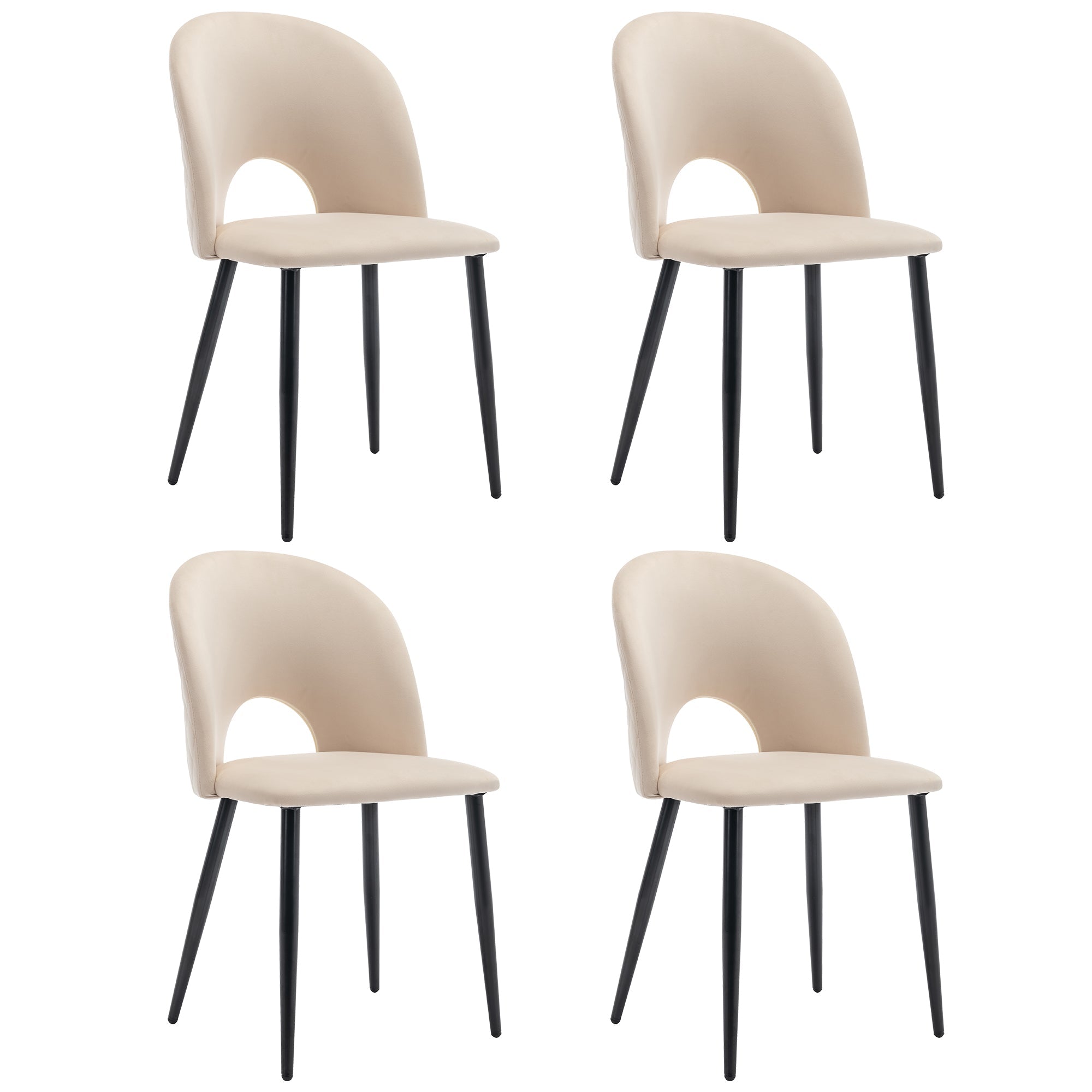 Logidon Eettafelset 140x80cm Eettafelset met 4 stoelen Beige fluweel ruitpatroon