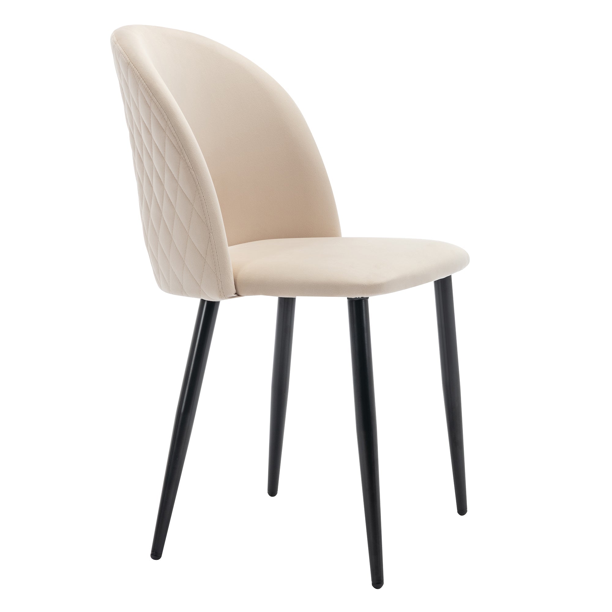 Logidon Dining Chair Set of 2 Beige Velvet with Padded Backrest