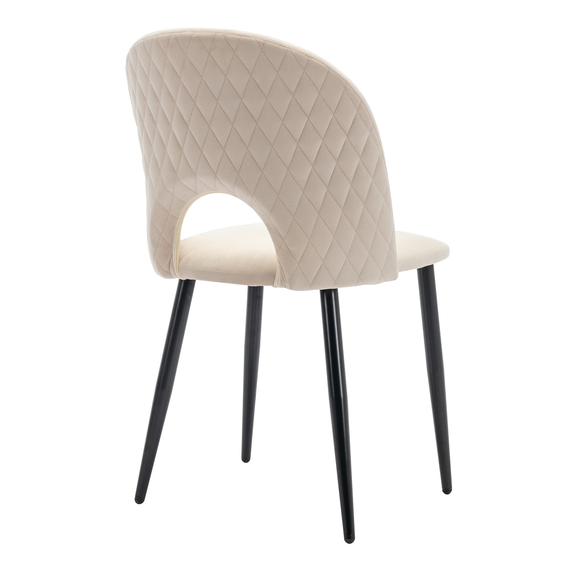 Logidon Dining Chair Set of 2 Beige Velvet with Padded Backrest